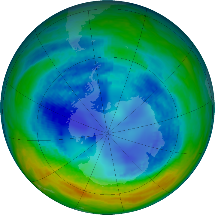 Antarctic ozone map for 19 August 1993